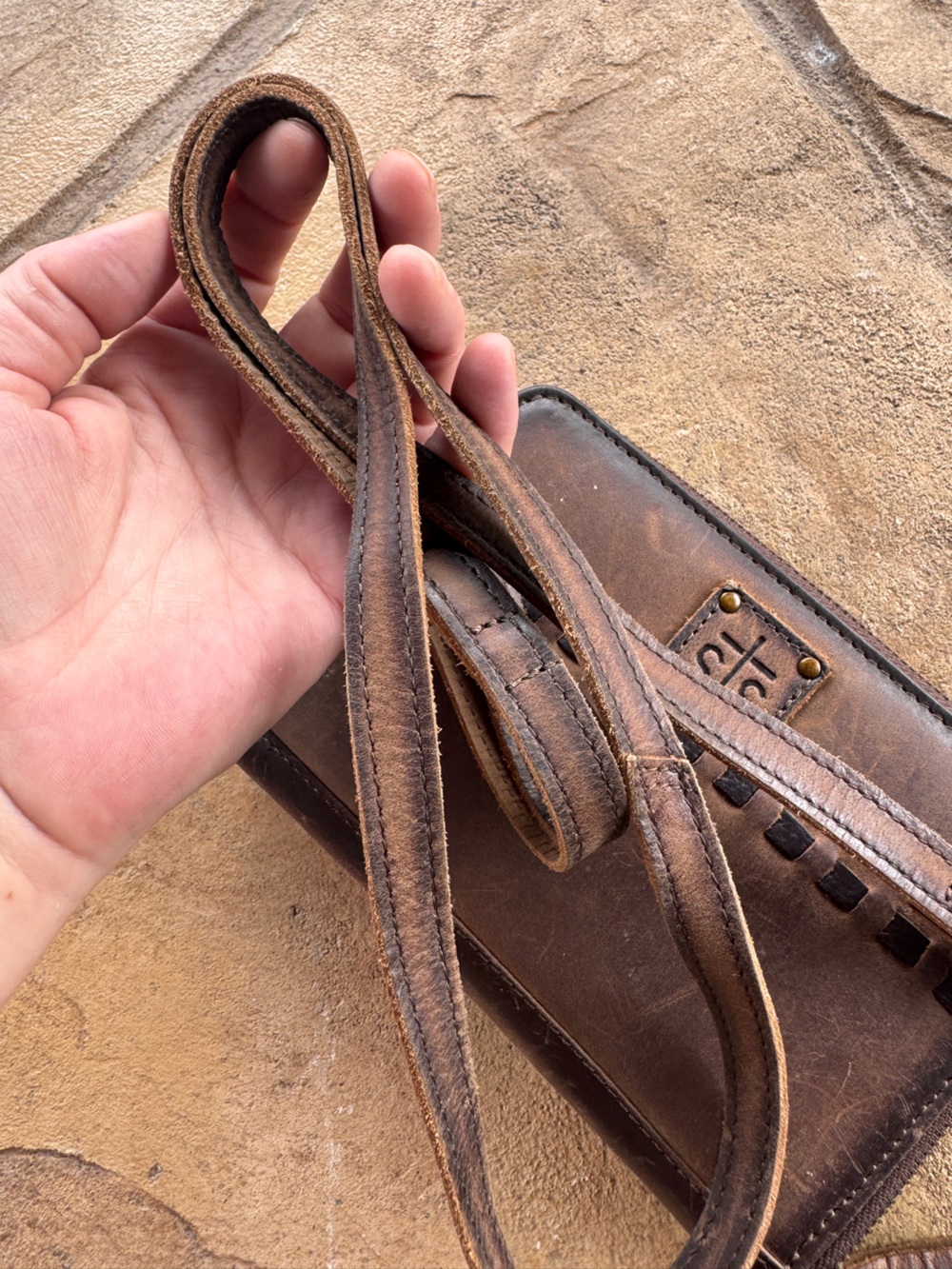 STS Ranchwear Brown Distressed Leather Crossbody Wallet Organizer Western Purse - Picture 13 of 14